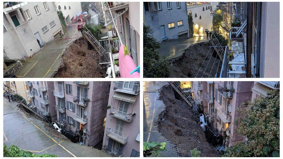 Genova: crolla un muraglione, diverse le auto travolte. Le immagini video