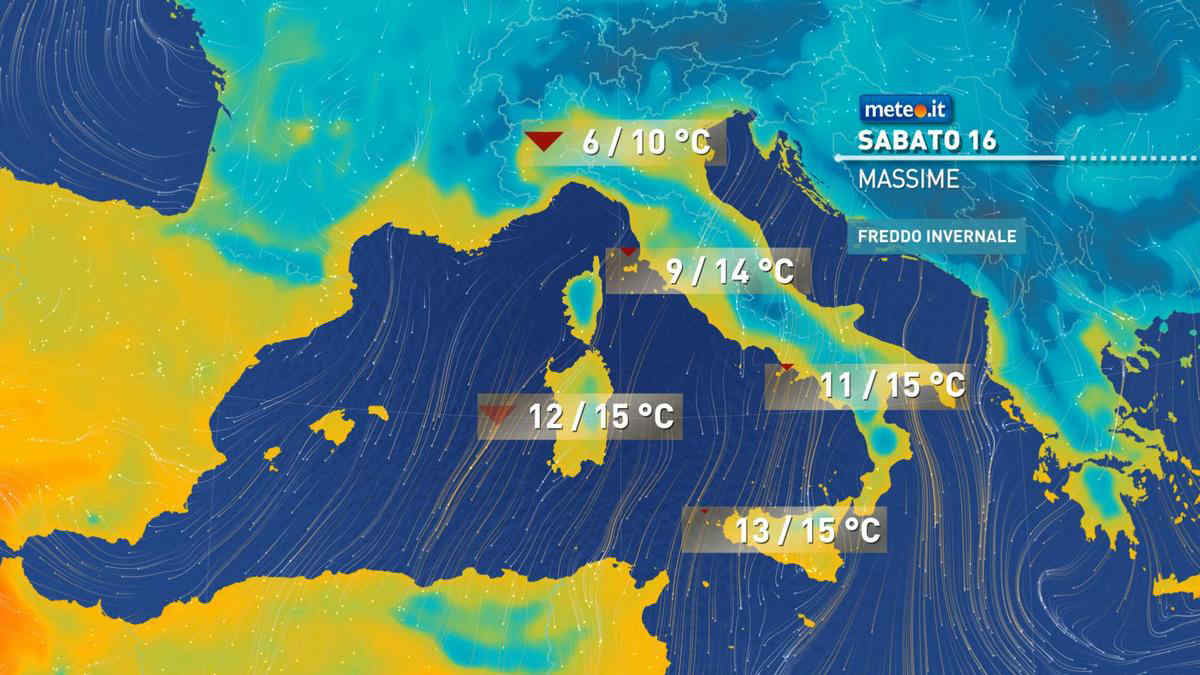 Meteo 16 dicembre: freddo, neve e piogge! Temperature in ulteriore calo