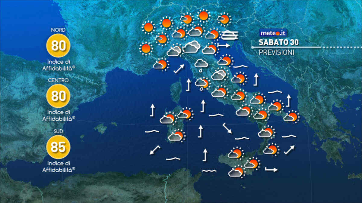 Meteo: 30 dicembre stabile ma nuvoloso. A San Silvestro torna qualche pioggia