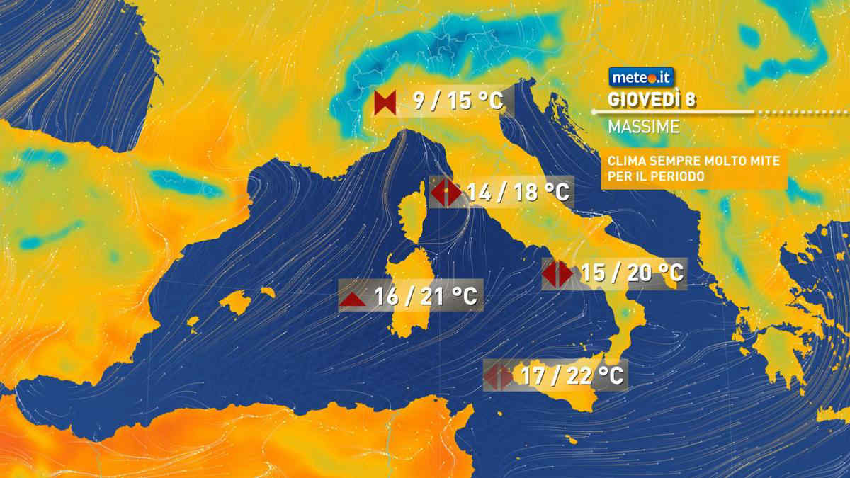 Meteo, oggi giovedì 8 febbraio, ultima giornata senza piogge