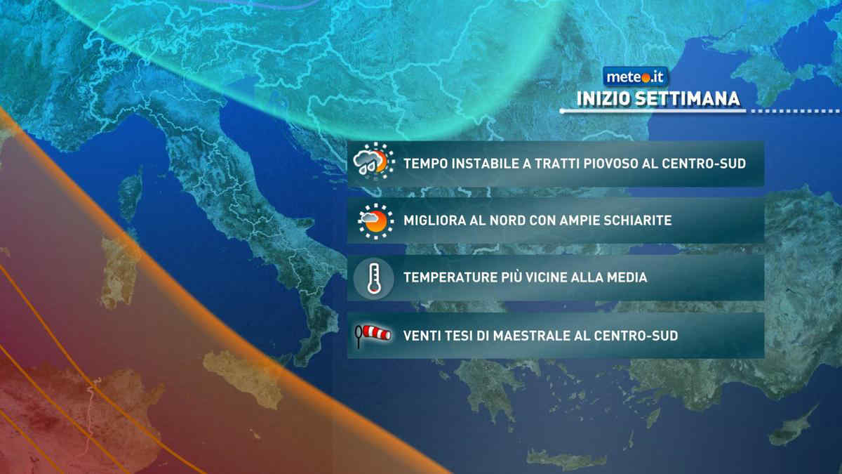 Meteo: a inizio settimana ancora piogge e venti in alcune zone. Generale calo termico