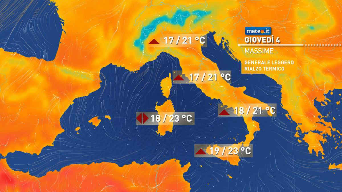 Meteo, oggi giovedì 4 aprile, si rinforza l'alta pressione