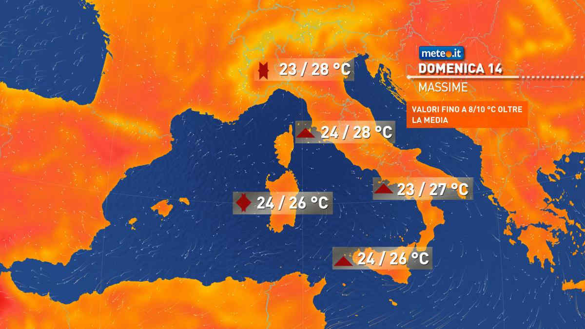 Meteo: domenica 14 aprile apice del caldo anomalo con picchi di 30 gradi! Ecco dove