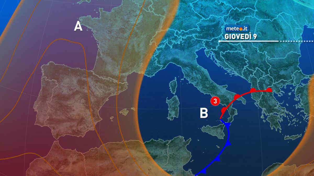 Meteo, giovedì 9 instabile al Sud poi torna l'anticiclone: migliora a partire dal Nord Italia