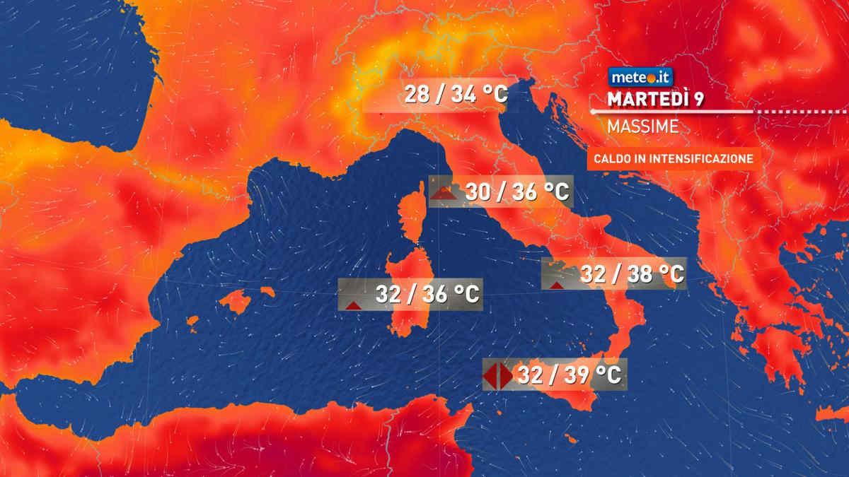 Meteo 9 luglio: sole, caldo e afa! Fino a 40 gradi al Sud: le previsioni