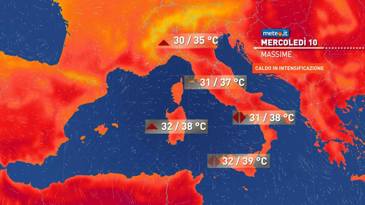 Meteo, 9-10 luglio con caldo in aumento: picchi vicini ai 40 gradi