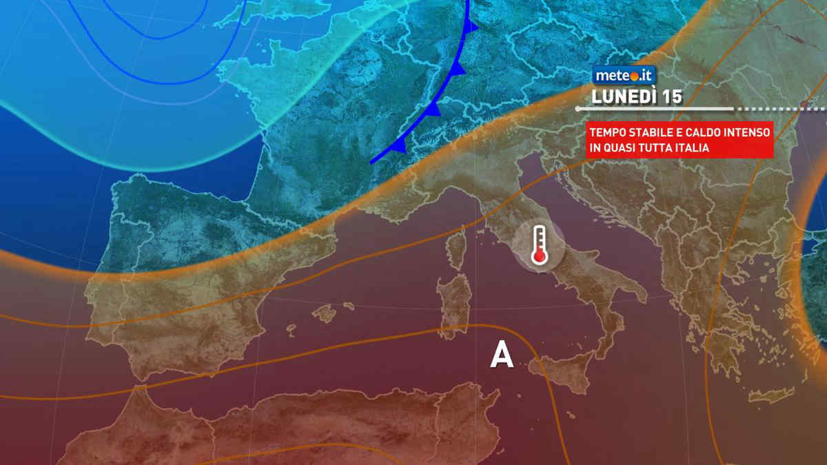 Meteo 15 luglio,  ondata di caldo  africano: punte oltre i 40 gradi e molta afa