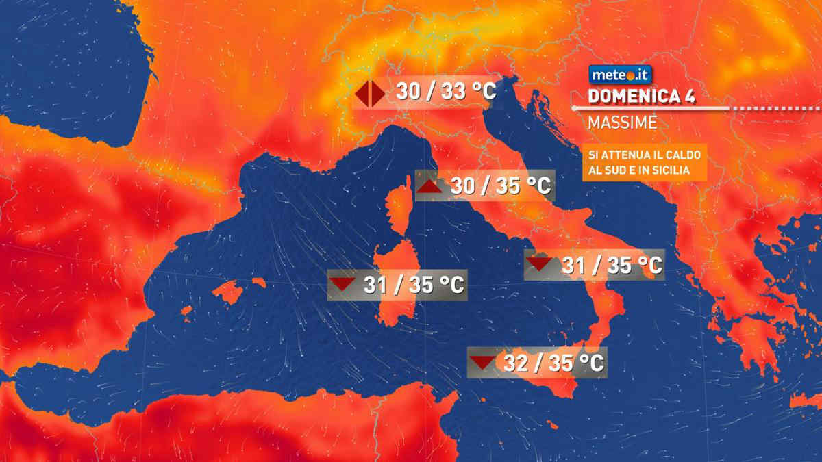 Meteo: caldo in lieve attenuazione anche al Sud, ma per poco. Le previsioni da domenica 4 agosto