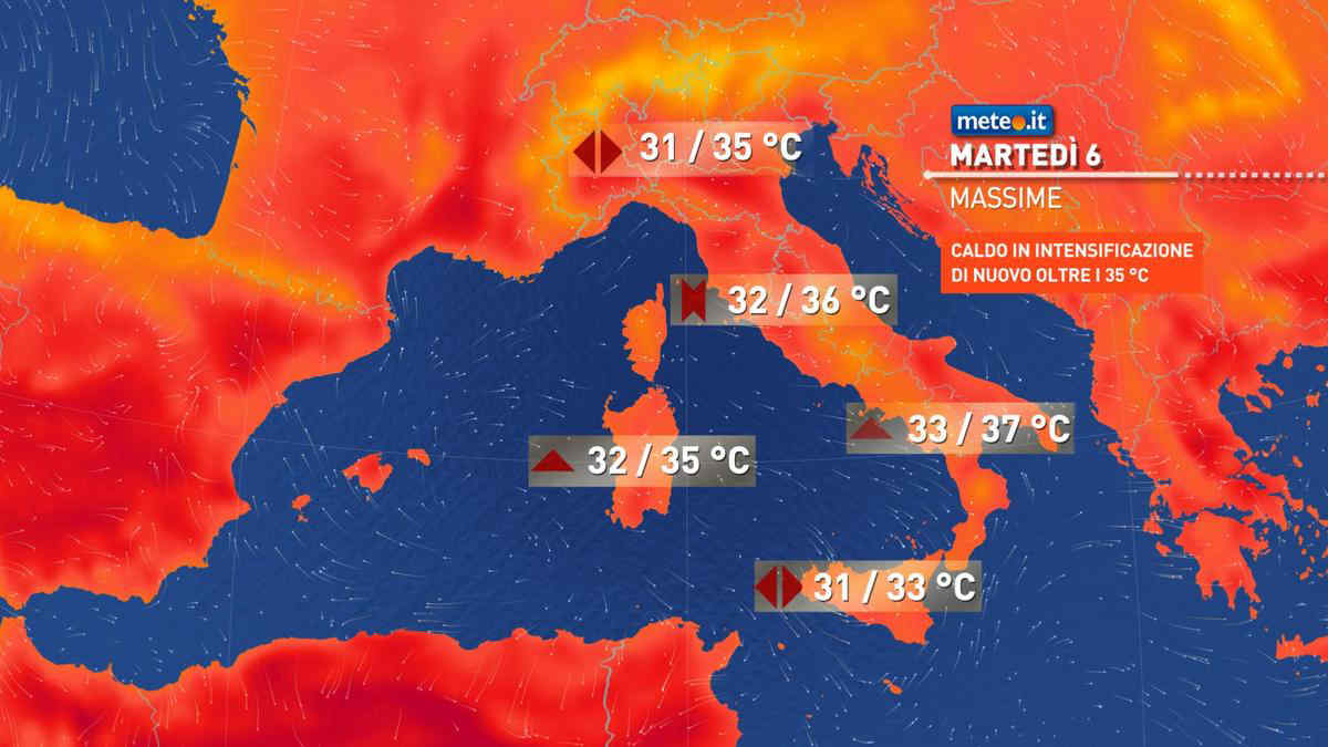 Meteo 6-7 agosto, caldo africano protagonista ma attenzione ai temporali