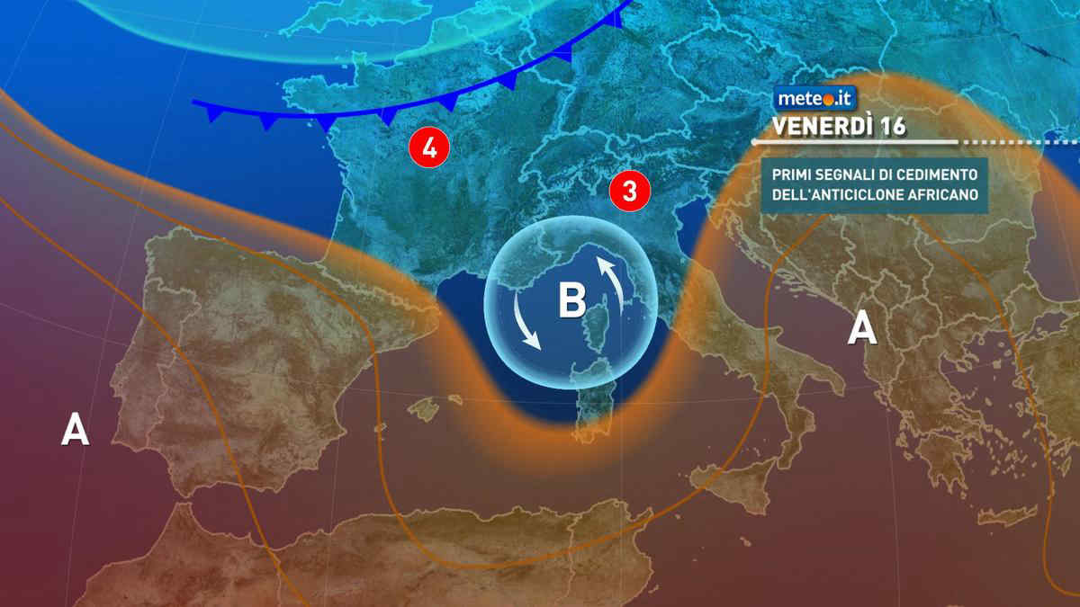 Meteo,  16 agosto con alcuni temporali poi forte fase instabile e crollo termico