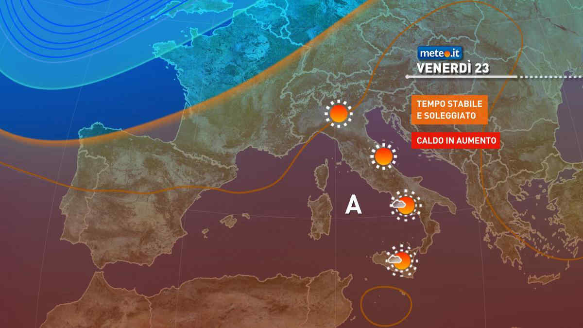 Meteo, Anticiclone di nuovo protagonista: giovedì 22 ultime nuvole e piogge