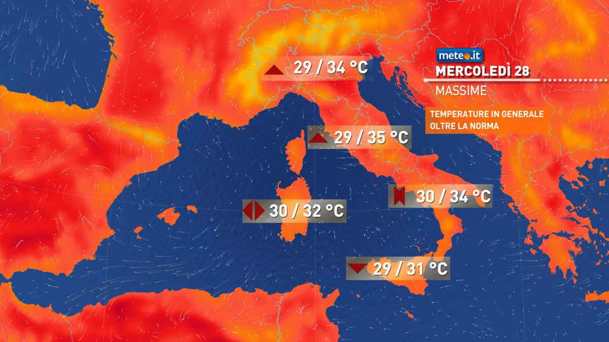 Meteo 28 agosto: ancora qualche temporale. Caldo intenso nei prossimi giorni