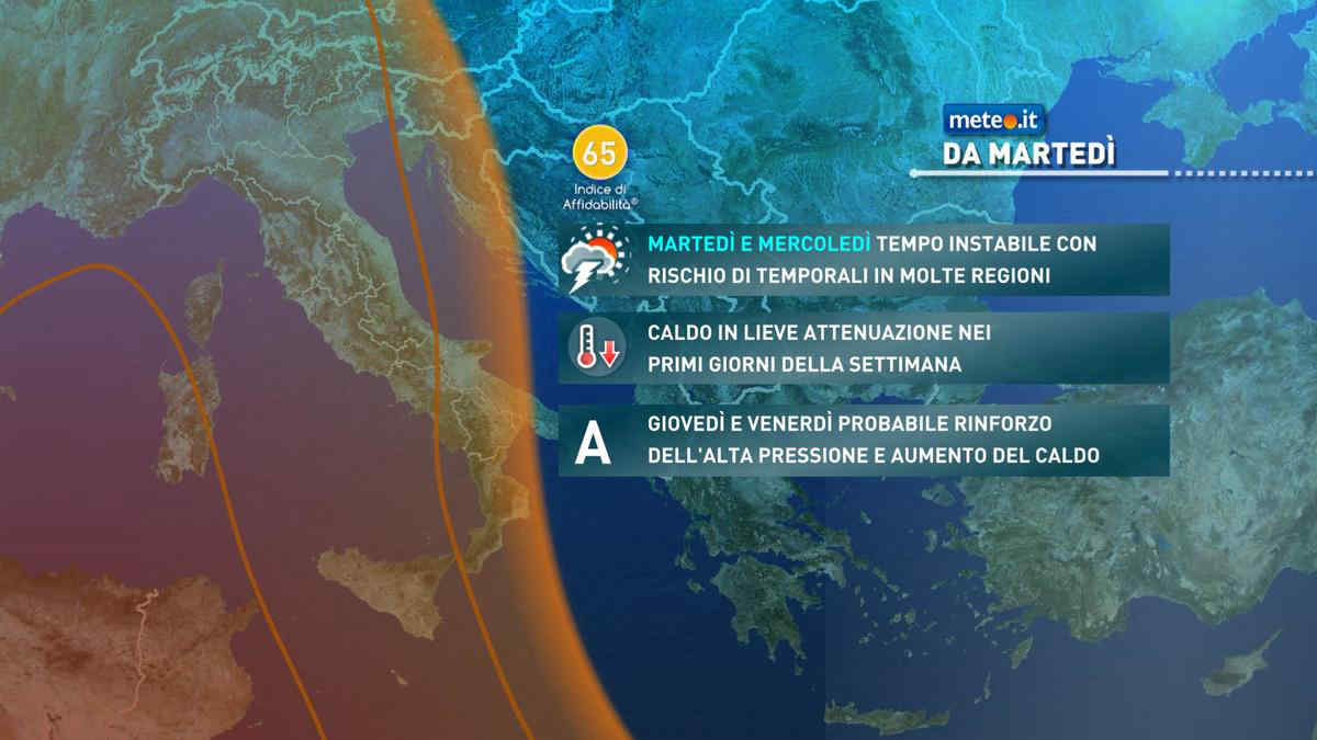 Meteo: a inizio settembre parziale attenuazione del caldo e temporali anche forti. La tendenza