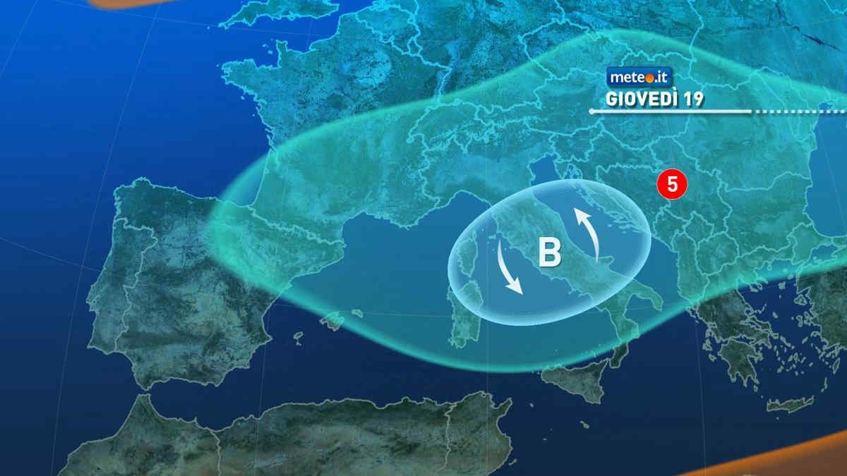 Meteo, Vortice di Maltempo: pioggia insistente fino a giovedì 19