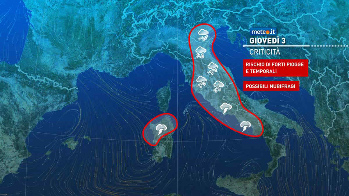 Meteo, ondata di maltempo sull'Italia: tanta pioggia e temporali, attenzione al rischio nubifragi. Le previsioni dal 3 ottobre