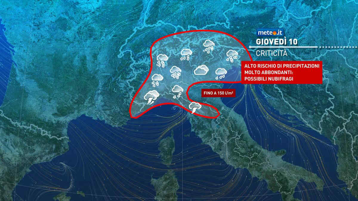 Meteo, maltempo in arrivo: attenzione al rischio di piogge intense e nubifragi! Le previsioni dal 10 ottobre