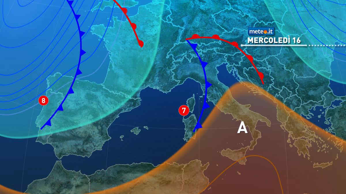 Meteo, piogge, temporali e venti forti dal 16 ottobre