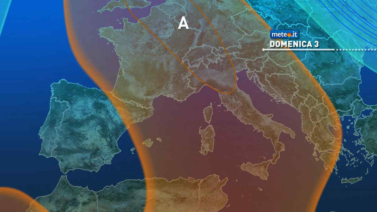 Meteo: vasto Anticiclone, esteso per 3000 km sull'Europa. Da domenica 3 correnti più fresche