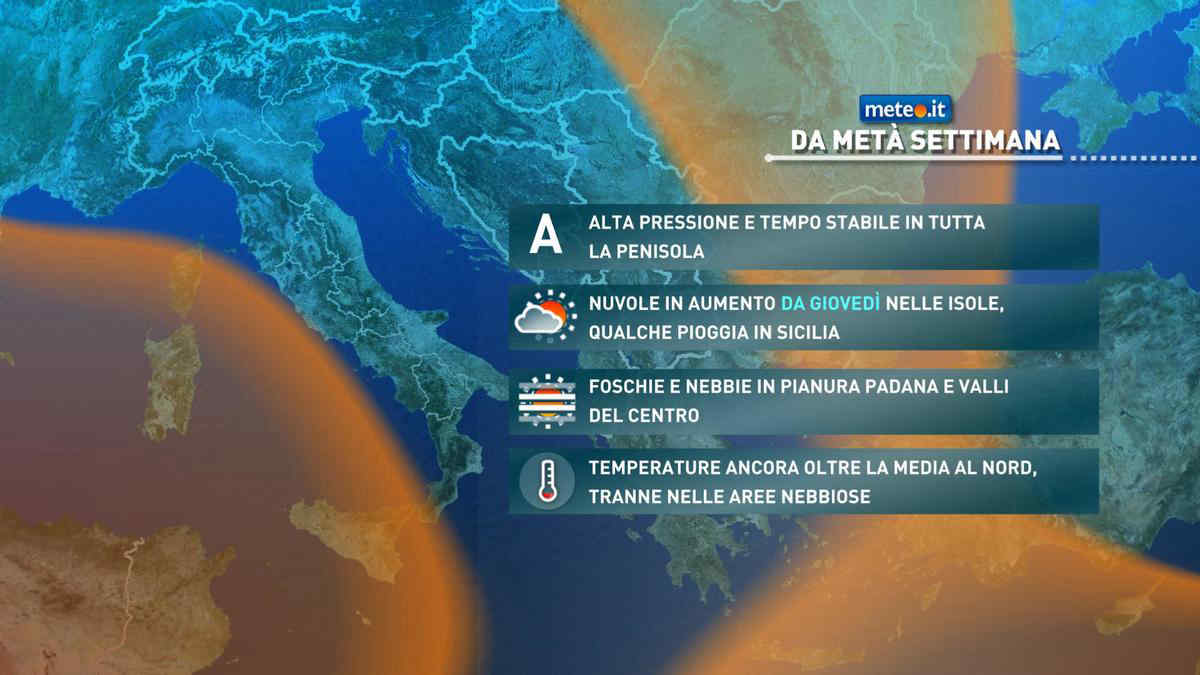 Meteo, proseguono le condizioni anticicloniche. Peggiora la qualità dell'aria ed aumentano le nebbie