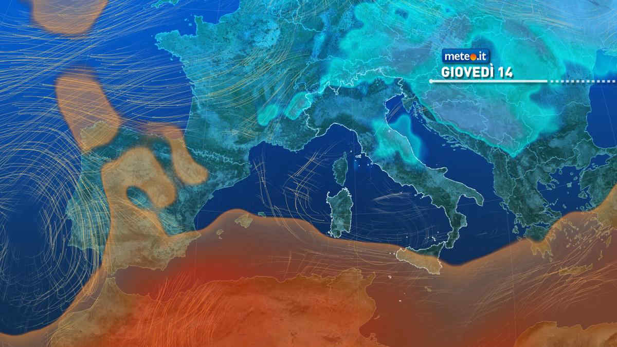 Meteo 14 novembre: fronte freddo con piogge e neve in montagna