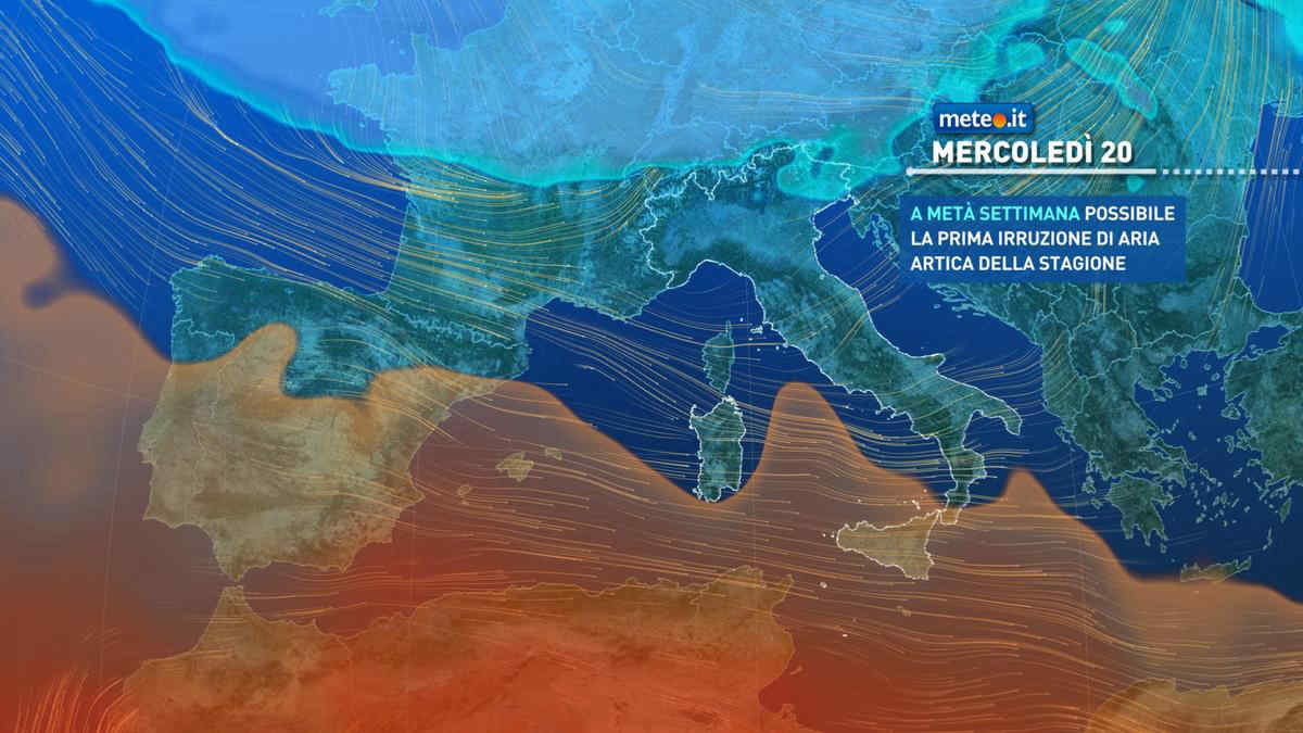 Meteo, irruzione fredda in arrivo: settimana prossima pioggia, vento forte e neve fino in collina