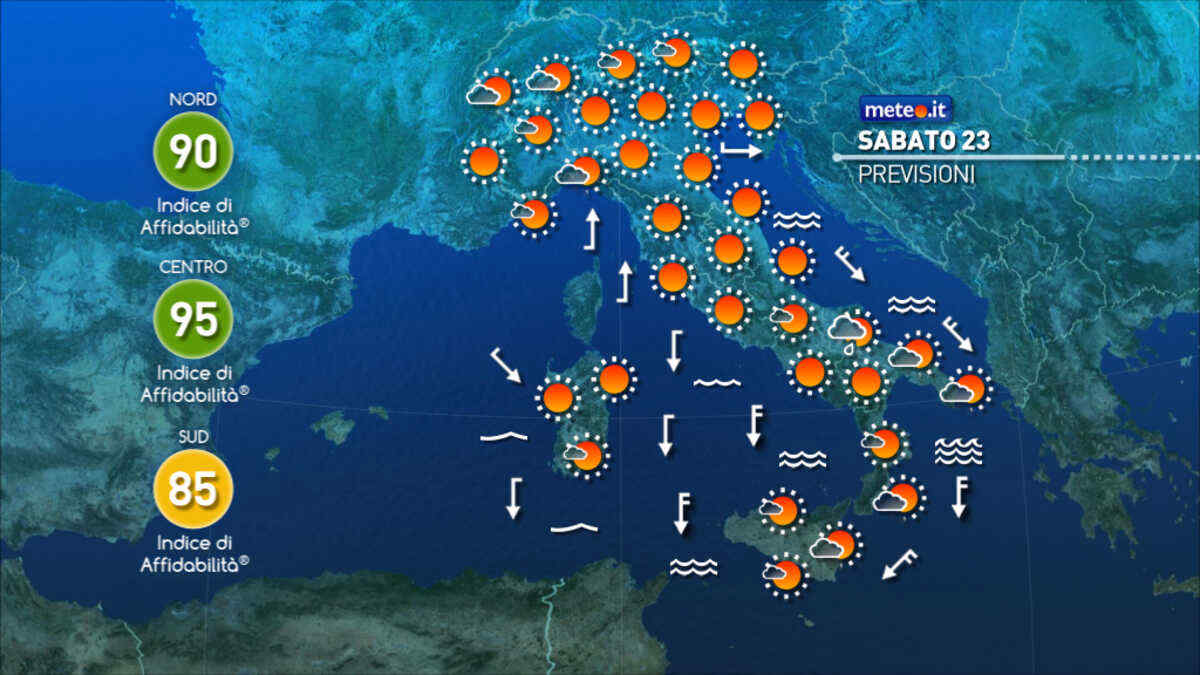 Meteo 23 novembre: ultimi effetti della Tempesta Caetano. Domenica 24 temperature in rialzo