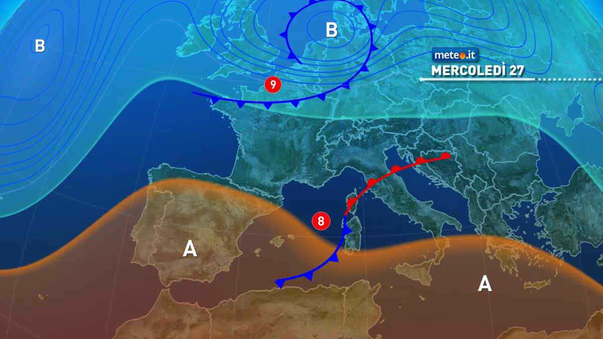 Meteo: pioggia debole fino a giovedì 28, poi arriva un vortice freddo dal Nord Europa