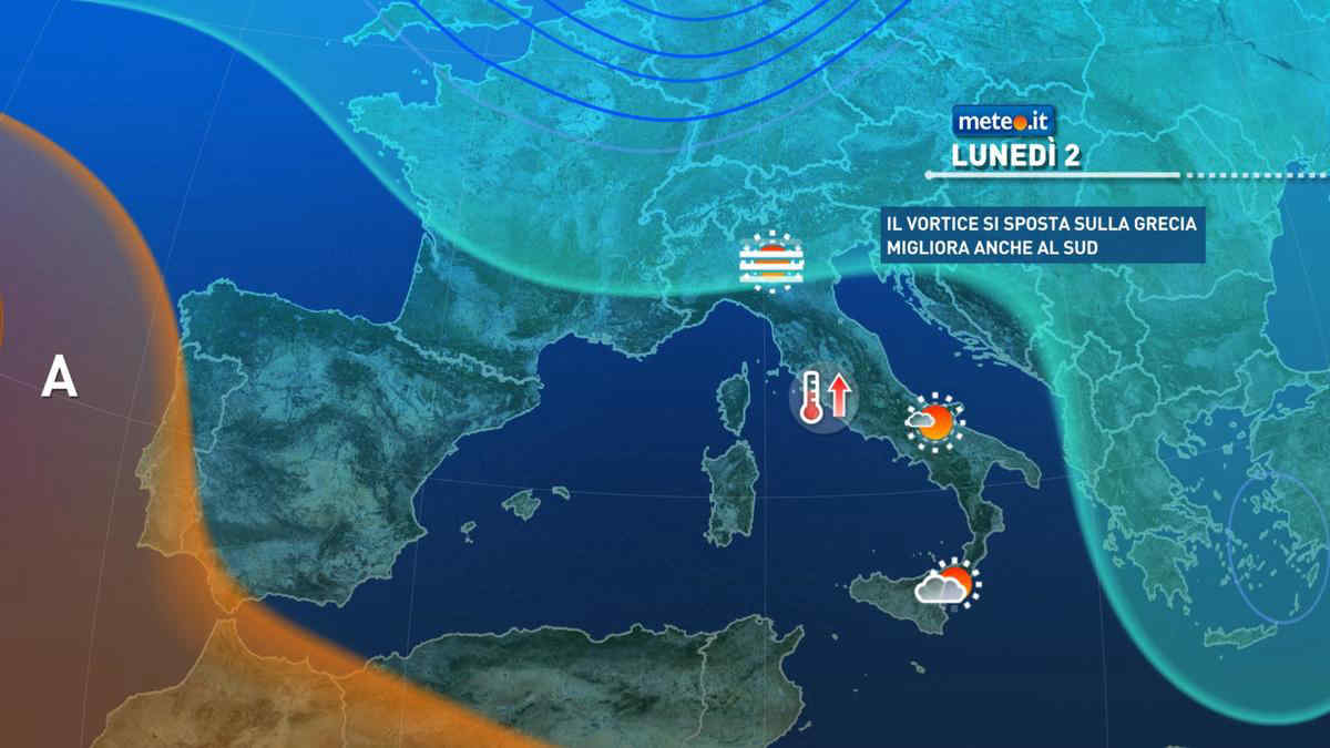 Meteo: lunedì 2 dicembre breve tregua dalle piogge. Poi cambia qualcosa