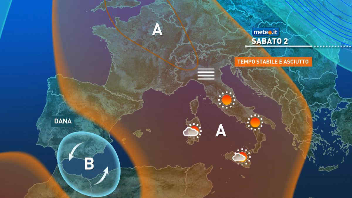 Meteo: DANA sulla Spagna, Blocco dell'Alta Pressione sull'Italia