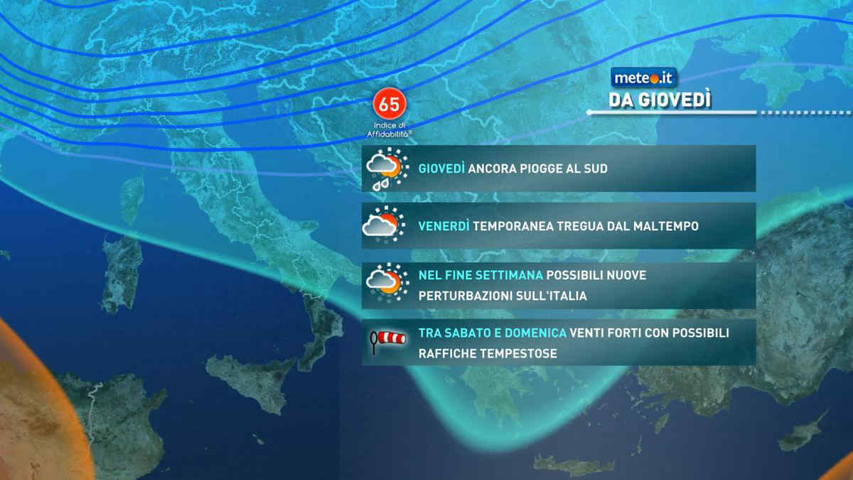 Meteo: verso l'Immacolata tra piogge e brevi tregue. Nel weekend forti venti