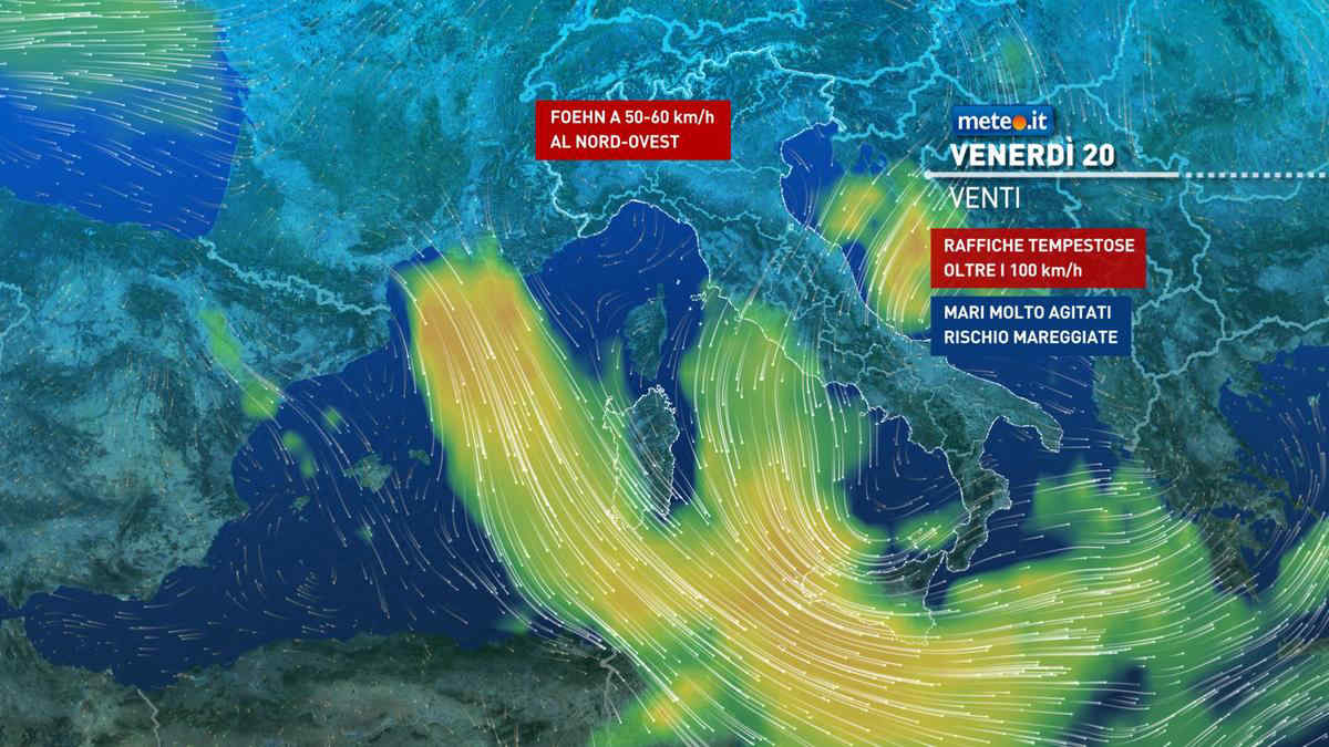 Meteo, 20 dicembre con maltempo invernale: pioggia, neve e vento forte. Le zone più a rischio