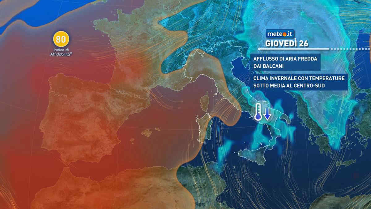 Meteo: da Santo Stefano tempo più stabile e soleggiato. La tendenza fino al weekend