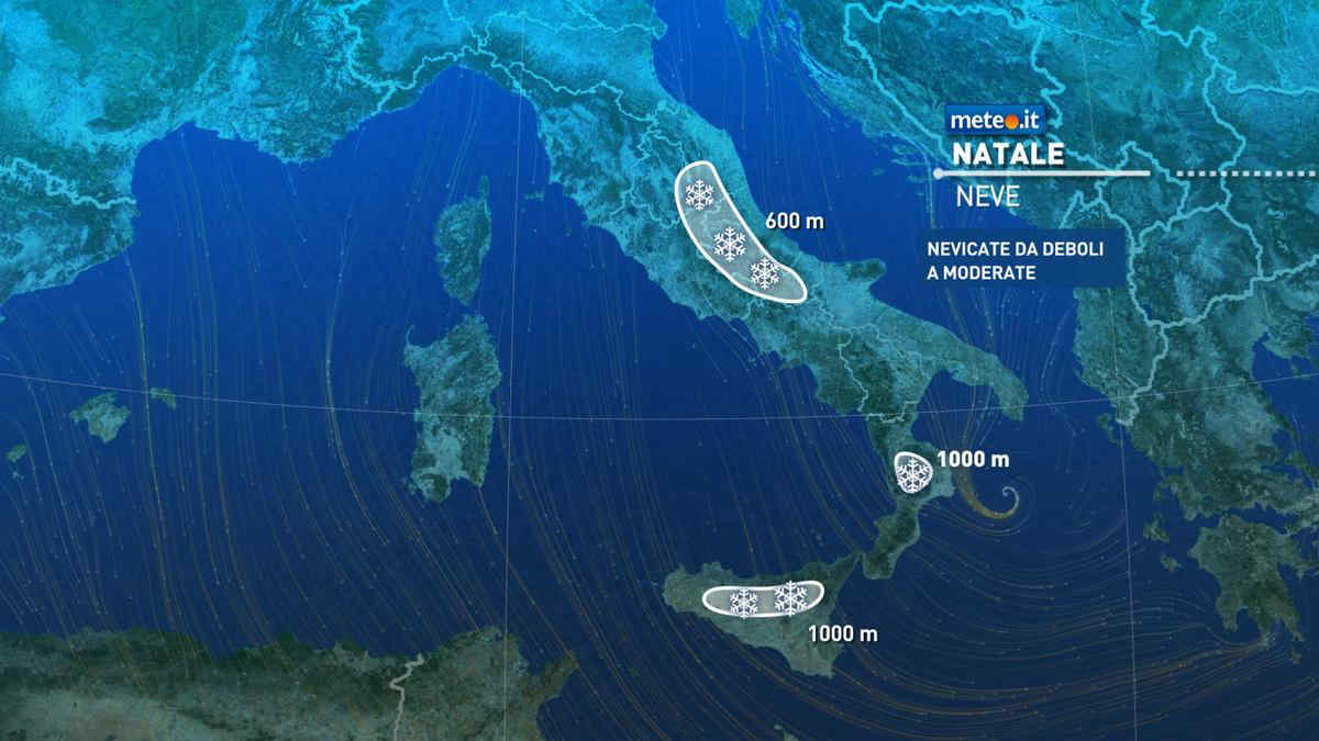 Meteo: Natale ancora ventoso, freddo e nevoso. Le zone interessate