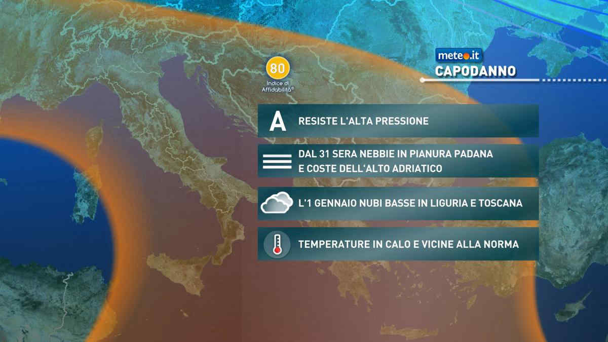 Meteo, Capodanno con l'alta pressione poi lenti segnali di cambiamento