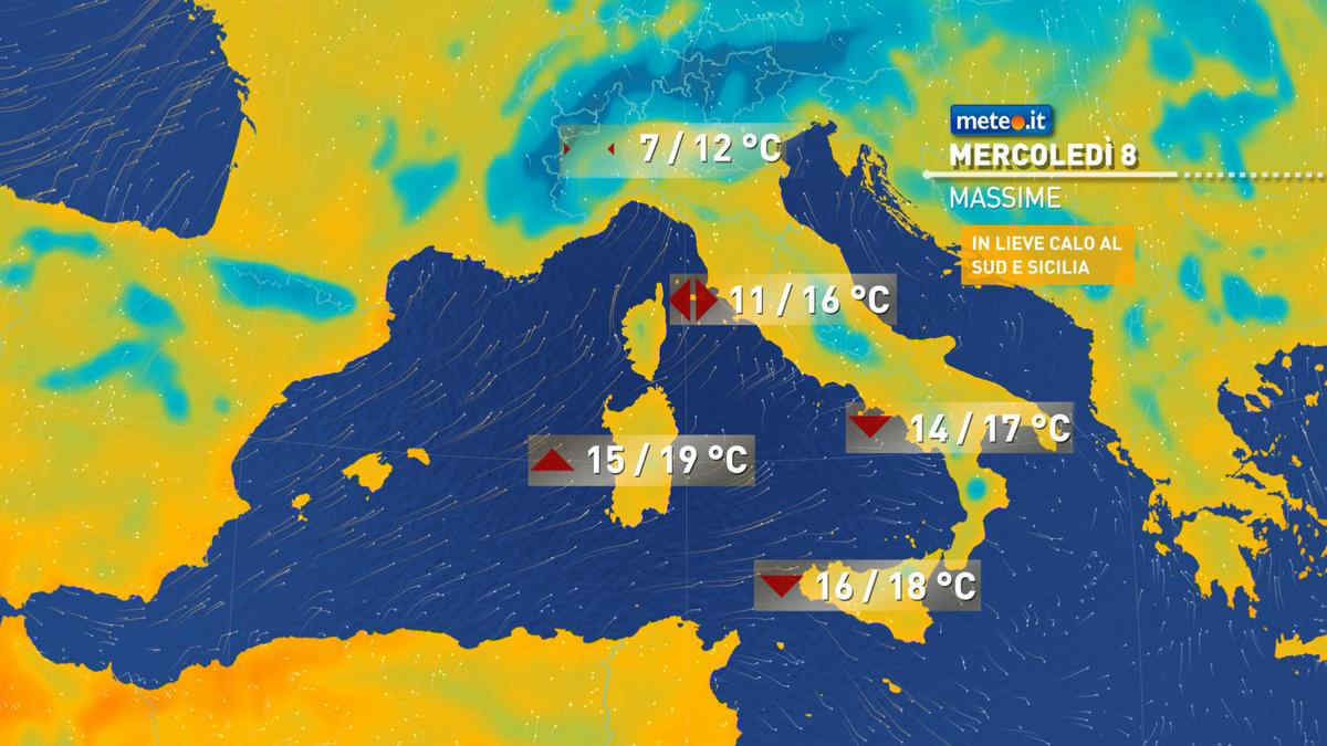 Meteo: tra oggi (mercoledì 8) e giovedì 9 veloce peggioramento. Nel weekend vortice gelido