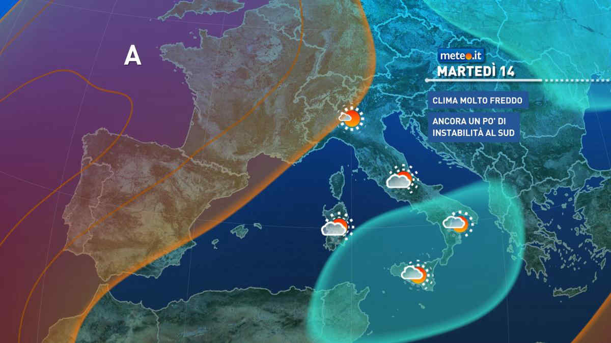 Meteo, 14 gennaio gelido con instabilità al Sud: le previsioni