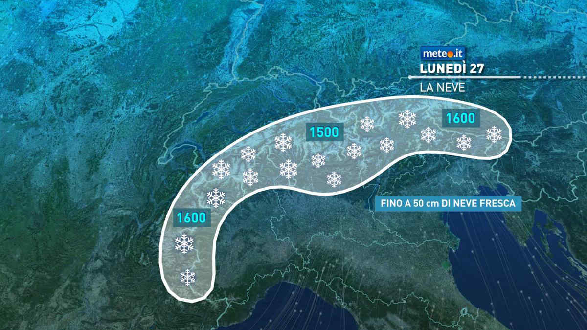 Meteo, maltempo protagonista in questo inizio di settimana: arrivano pioggia e tanta neve