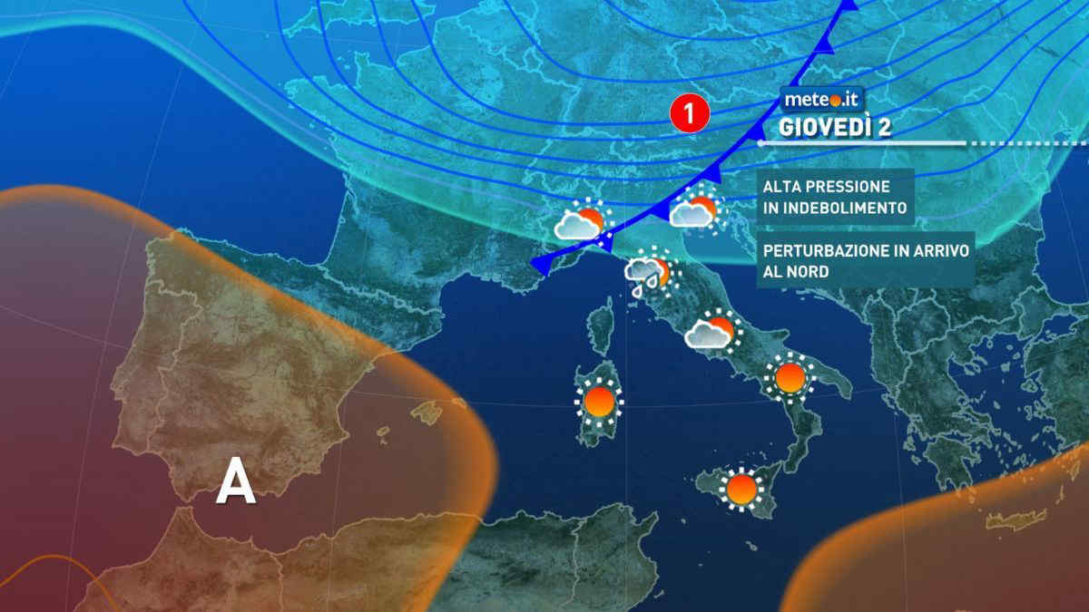 Meteo, dal 2 gennaio nuova perturbazione e calo delle temperature