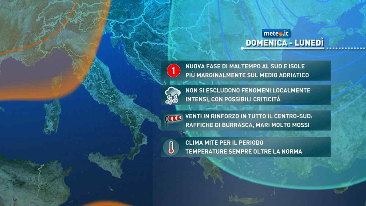 Meteo, domenica 2 febbraio con maltempo nelle Isole e al Sud