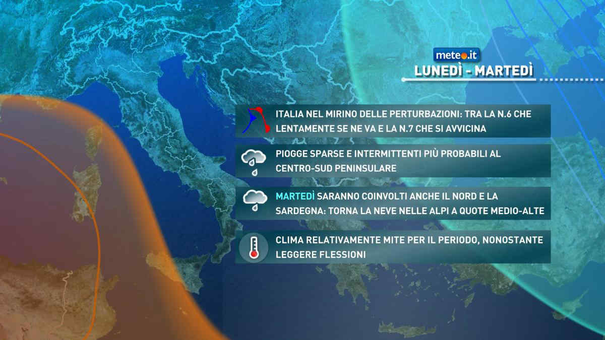 Meteo, nuova settimana con fasi di maltempo: le previsioni