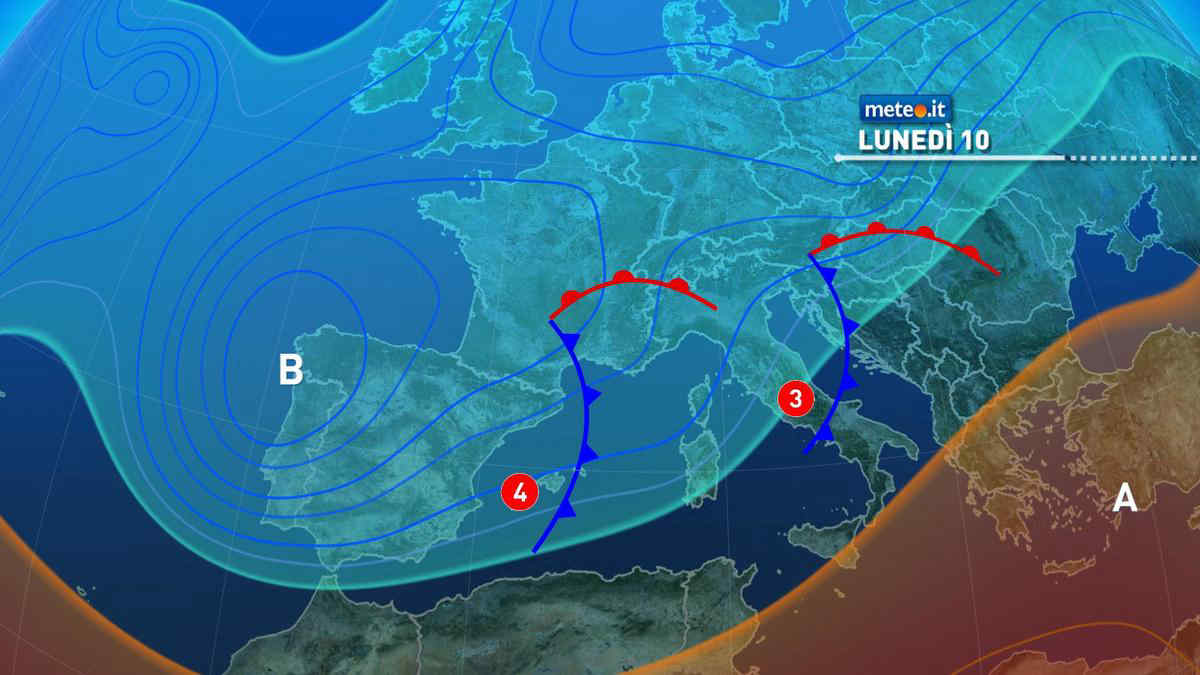 Meteo: domani (lunedì 10 marzo) si apre una settimana all'insegna del maltempo. La tendenza