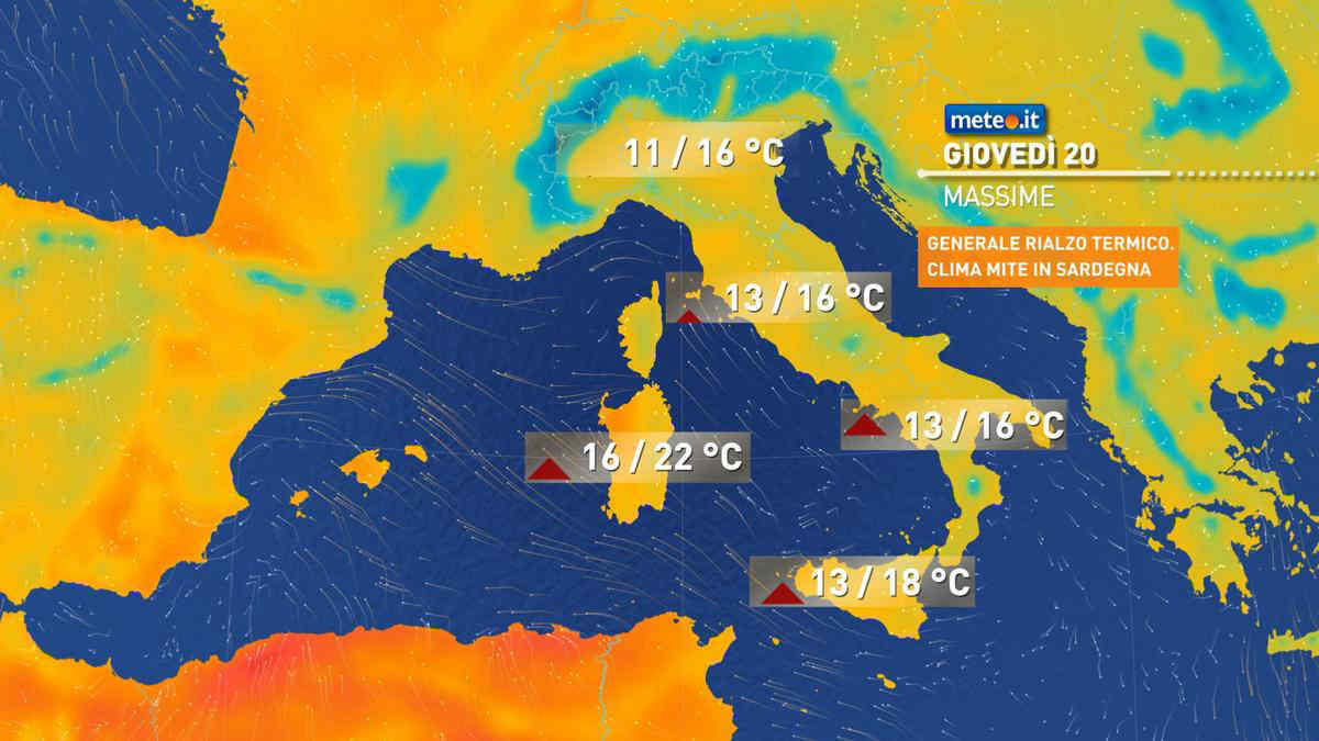 Meteo: 20 marzo con tempo stabile e temperature in aumento, nuove piogge da domani