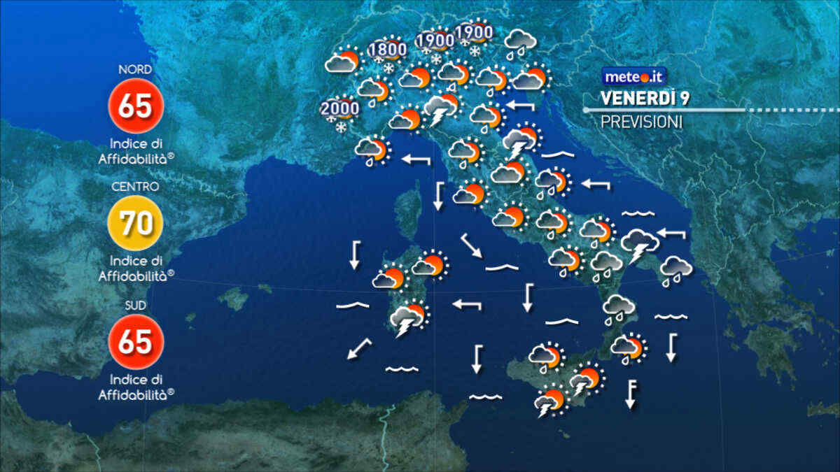 Meteo: venerdì 9 maggio temporali al Sud. Nel weekend breve tregua