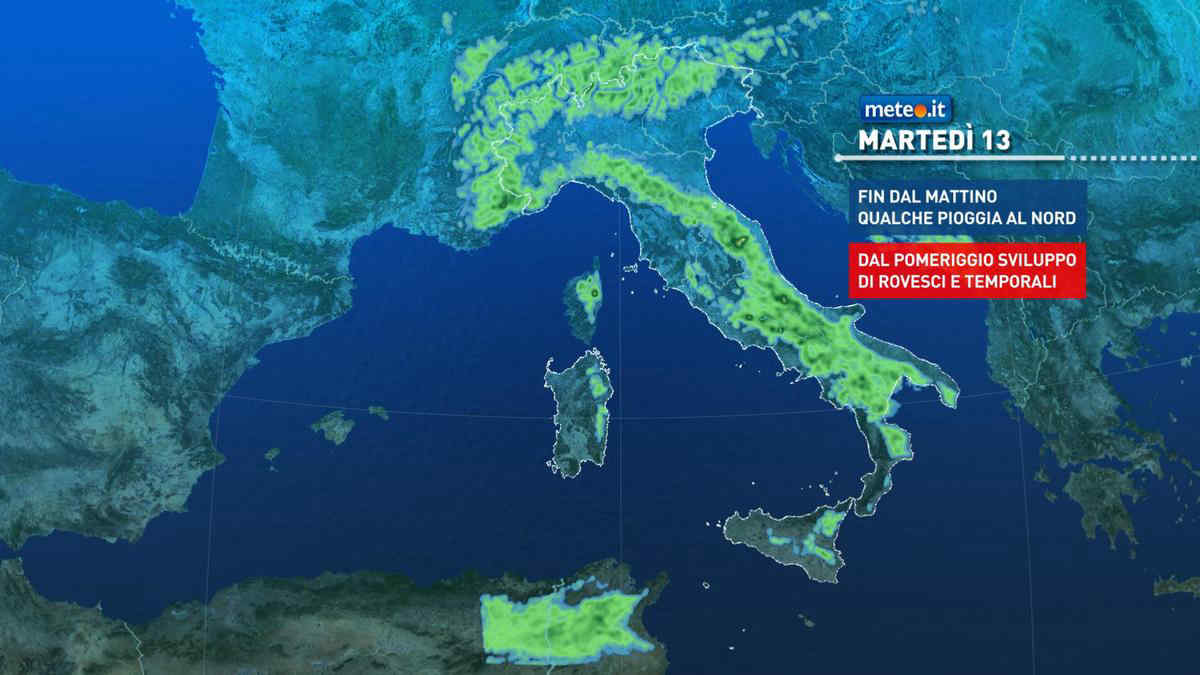 Meteo 13 maggio: ancora piogge! Mercoledì 14 pausa, poi nuovo e intenso maltempo