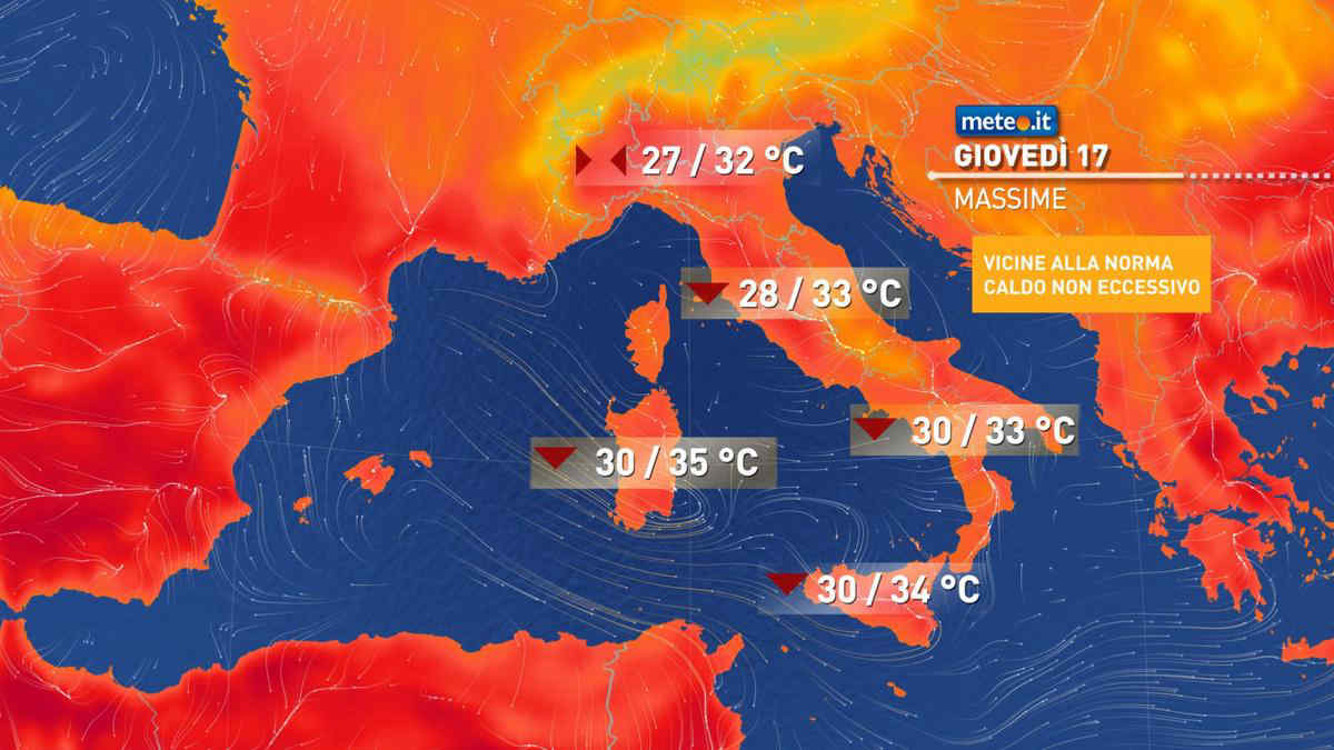 Meteo: oggi qualche temporale, ma il caldo africano è già dietro l’angolo. Le previsioni da giovedì 17