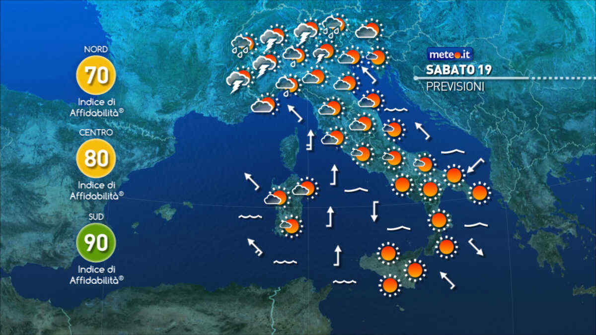 Meteo: weekend a due facce. Temporali al Nord, caldo intenso al Sud e nelle Isole