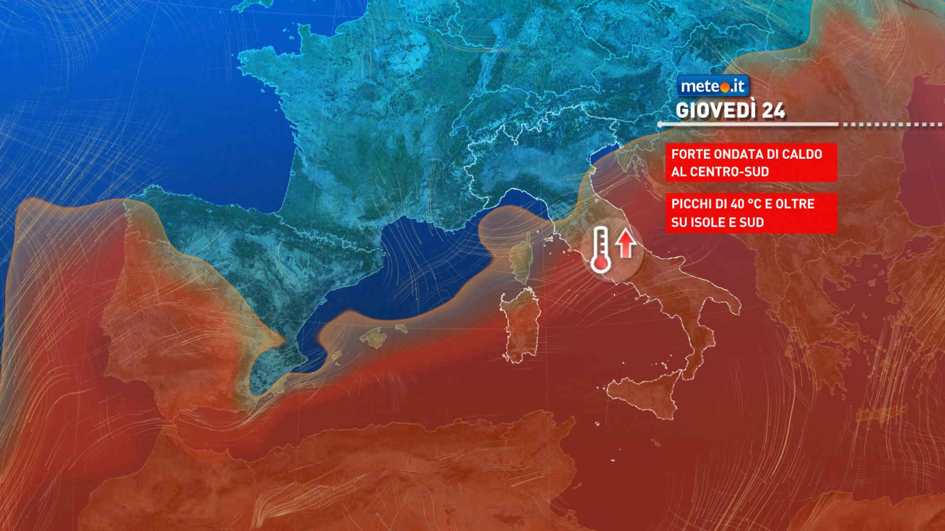 Meteo 19 luglio: maltempo al Nord, caldo africano in aumento altrove. Attesi picchi di oltre 40 gradi