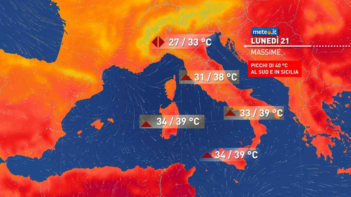 Meteo, settimana al via tra caldo estremo e forti temporali: le previsioni da lunedì 21 luglio