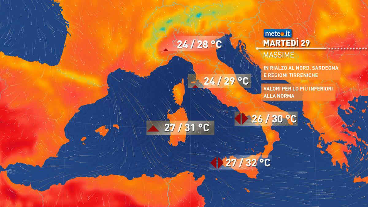 Meteo, martedì 29 luglio con clima fresco e qualche temporale: ecco dove