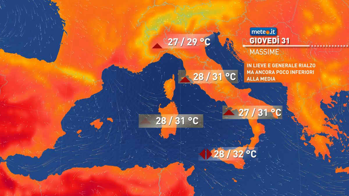 Meteo: oggi tanto sole, pioggia in vista da domani. Le previsioni da giovedì 31 luglio